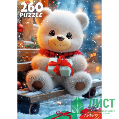 Пазл 260 элементов Мишка с подарком (РК) арт.П260-7610 Пазл 260 элементов Мишка с подарком (РК) арт.П260-7610