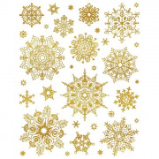 Украшение-наклейка на окно "Золотые колючие снежинки" 30*38см арт.86054