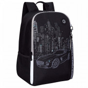 Рюкзак для мальчика школьный (Grizzly) арт.RB-351-5/1 черный-серый 29х38х16 см
