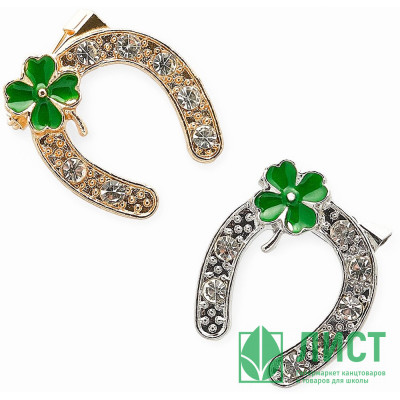 Брошь &quot;Подкова&quot; на удачу с клевером, цвет МИКС арт.4687457 Брошь "Подкова" на удачу с клевером, цвет МИКС арт.4687457