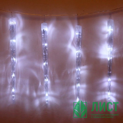 Гирлянда электрическая для дома фигурная 2,5м*50см 40LED &quot;Сосулька&quot; цвет белый (светлый провод) 8режимов арт.183-124 Гирлянда электрическая для дома фигурная 2,5м*50см 40LED "Сосулька" цвет белый (светлый провод) 8режимов арт.183-124