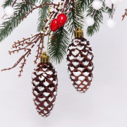 Фигурка на ёлку пластик 09см "Шишки.Таинственное очарование" 02шт/наб. цв.шоколад арт.916-0636