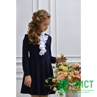 Платье для девочки (ГЕРМИОНА) трикотажное арт.5105 Т размер 38/152 цвет синий Платье для девочки (ГЕРМИОНА) трикотажное арт.5105 Т размер 38/152 цвет синий