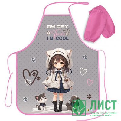 Фартук для детского творчества Оникс арт ФН 61-20 с нарукавниками Аниме с питомцами 490х390мм Фартук для детского творчества Оникс арт ФН 61-20 с нарукавниками Аниме с питомцами 490х390мм