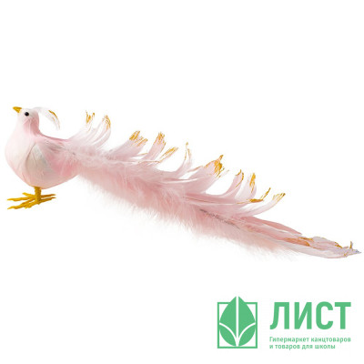 Украшение декор. на клипсе "Птичка" 34см цв.розовый арт.91799 Украшение декор. на клипсе "Птичка" 34см цв.розовый арт.91799