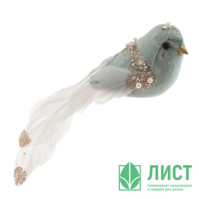 Украшение декор. на клипсе "Птичка" 08см цв.мятный арт.791054 Украшение декор. на клипсе "Птичка" 08см цв.мятный арт.791054