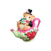 Украшение декоративное "Мышь-Соня в чайнике" 8см арт.88917