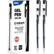 Ручка гелевая прозрачный корпус Deli EveryU черный, 0,5мм, игла арт.EG65-BK (Ст.12)