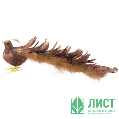 Украшение декор. на клипсе &quot;Птичка&quot; 34см цв.коричневый арт.91800 Украшение декор. на клипсе "Птичка" 34см цв.коричневый арт.91800