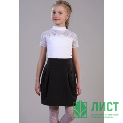 Джемпер для девочки трикотажный (Ликру) короткий рукав цвет белый арт.7052 размер 146 Джемпер для девочки трикотажный (Ликру) короткий рукав цвет белый арт.7052 размер 146