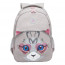 Рюкзак для девочек школьный (Grizzly) RG-360-7/1 светло-серый 27х40х20 см - 