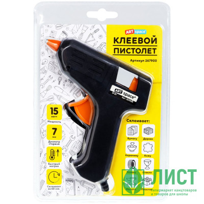 Пистолет клеевой 15 Вт 7мм (ArtSpace) арт.267900 Пистолет клеевой 15 Вт 7мм (ArtSpace) арт.267900