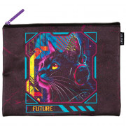 Папка школьная для тетрадей А5 на молнии кожзам (deVENTE) Label. Cyber Cat арт.8053525