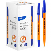 Ручка шариковая непрозрачный корпус Deli P1-Vintage синий, 0,7мм арт.Q6S-BL (Ст.12)