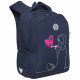 Рюкзак для девочек школьный (Grizzly) RG-366-3/1 синий 26х39х17 см
