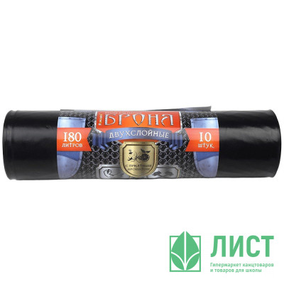 Пакеты для мусора 180л 60мкм 10шт/рулон, ПВД черные Ромашка Пакеты для мусора 180л 60мкм 10шт/рулон, ПВД черные Ромашка