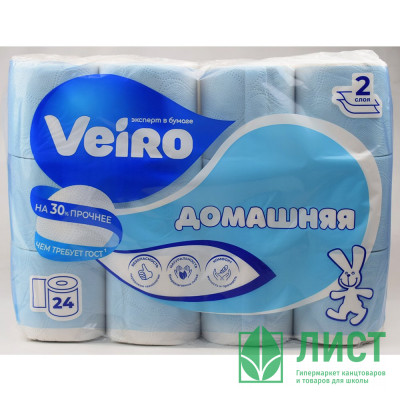 Бумага туалетная 2-сл втулка 24рул/уп 15м белая Veiro Домашняя арт.1С224 Бумага туалетная 2-сл втулка 24рул/уп 15м белая Veiro Домашняя арт.1С224