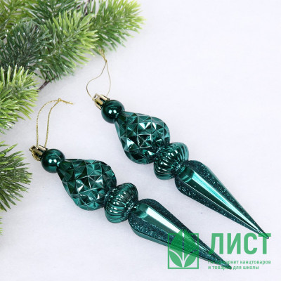 Украшение декор.подвеска пластик "Сосулька граненая" 17,8см 02шт/наб.цв.изумруд арт.916-1203 Украшение декор.подвеска пластик "Сосулька граненая" 17,8см 02шт/наб.цв.изумруд арт.916-1203