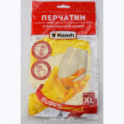 Перчатки хозяйственные латексные с х/б напылением Komfi "Для деликатной уборки" р-р XL арт.DGL019