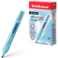 Маркер флюорисцентный ErichKrause Liquid Visioline V-14 Pastel 0,6-4мм скош. голубой, арт.56026 (Ст.12)