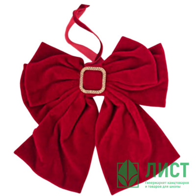 Украшение декоративное &quot;Бант&quot; 17,5*20,5*32см красный бархат арт.94602 Украшение декоративное "Бант" 17,5*20,5*32см красный бархат арт.94602