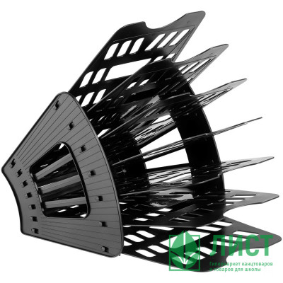 Лоток-веер для бумаг вертикально-горизонтальный  6 отделений черный СТАММ арт.ЛТ418 Лоток-веер для бумаг вертикально-горизонтальный  6 отделений черный СТАММ арт.ЛТ418