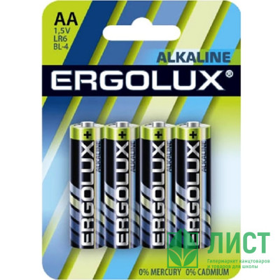 Батарейки Ergolux LR06 (АА) алкалиновые BL4 (цена за упаковку) (Ст.24) Батарейки Ergolux LR06 (АА) алкалиновые BL4 (цена за упаковку) (Ст.24)
