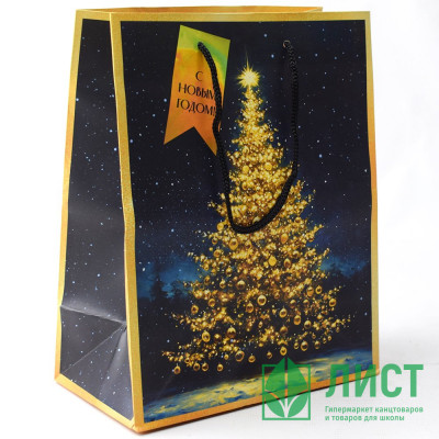 Пакет подароч. бумаж. 18*23см &quot;Ёлка с огнями&quot; арт.95690FE Пакет подароч. бумаж. 18*23см "Ёлка с огнями" арт.95690FE