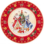 Тарелка "Дед Мороз и Снегурочка" 20,5см цв.красный арт.85-1717