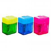 Точилка пл.Deli контейнер, 1 отверстие, цвет в ассортименте Cubic арт.E0574 (Ст.)