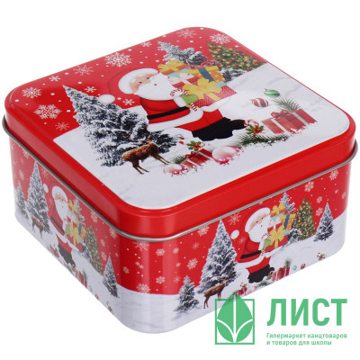 Банка жестяная "Настроение праздника" 12*12*6см 900мл арт.894-414 Банка жестяная "Настроение праздника" 12*12*6см 900мл арт.894-414