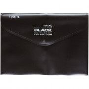Папка-конверт на кнопке "deVENTE. TOTAL BLACK A5 (240x180 мм) 180 мкм, непрозрачная черная с дизайном, индивидуальная маркировка
