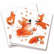 Салфетки "С Днем Рождения. Корги" 12шт/наб. 33*33см арт.6077730