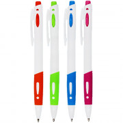 Ручка шариковая автоматическая (МС) белый корпус с цветными вставками, 0,7мм, син. масл. арт.МС-4059(Ст.36/1440)