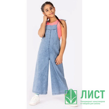 Комбинезон для девочки  артикул  DMB 2633 размер 32/128-44/164 цвет джинсовый синий Комбинезон для девочки  артикул  DMB 2633 размер 32/128-44/164 цвет джинсовый синий