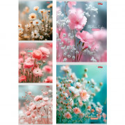 Тетрадь А5 клетка 48 листов скоба (Profit) Нежные цветочки мелованная обложка ассорти арт.48-9070