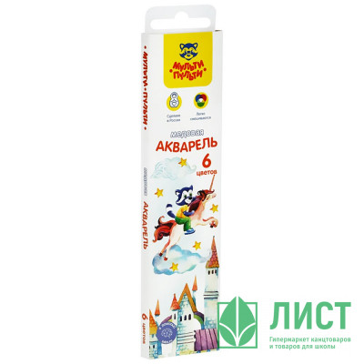 Акварель 6 цветов (Мульти-Пульти) Енот в сказке медовая без кисти (ст.48) Акварель 6 цветов (Мульти-Пульти) Енот в сказке медовая без кисти (ст.48)
