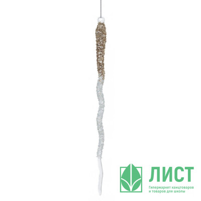 Украшение декор.подвесное стекло "Сосулька" 29,5см прозрачная с блёстками арт.805812 Украшение декор.подвесное стекло "Сосулька" 29,5см прозрачная с блёстками арт.805812