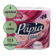 Бумага туалетная 4-слоя втулка 4 рулона в упаковке 17,5м Papia Deluxe Парадиз (Ст.14)