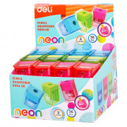 Точилка пластиковая Deli Neon, 1 отверстие, цв. асс. арт.ER00400