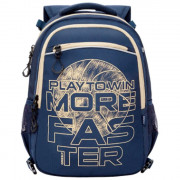 Рюкзак для мальчика школьный (GRIZZLY) + мешок арт RB-158-1/2 синий 28х39х17см