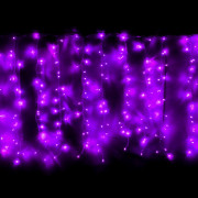 Гирлянда электрическая уличная занавес Дождь 3*2,5м 480LED цвет фиолетовый (светлый провод) 8режимов арт.183-071