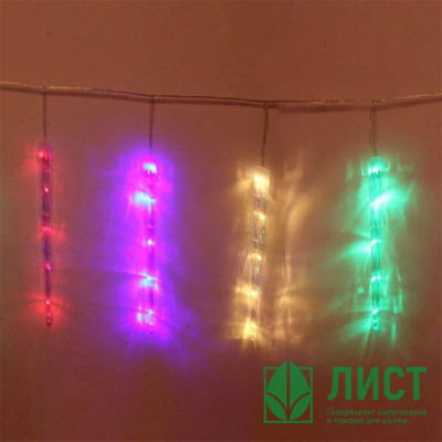 Гирлянда электрическая для дома фигурная 2,5м*50см 40LED &quot;Сосулька&quot; цвет мульти (светлый провод) 8режимов арт.765-043 Гирлянда электрическая для дома фигурная 2,5м*50см 40LED "Сосулька" цвет мульти (светлый провод) 8режимов арт.765-043