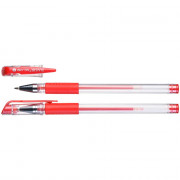 Ручка гелевая  прозрачный корпус  резиновый упор МС 0,5мм красный стержень арт.МС-1266