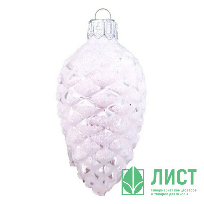 Украшение на ёлку стекло 09см "Шишка в снегу" белая глянец п/у арт.ФУ-2-90/161бел.гл. Украшение на ёлку стекло 09см "Шишка в снегу" белая глянец п/у арт.ФУ-2-90/161бел.гл.