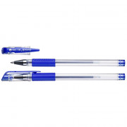 Ручка гелевая  прозрачный корпус  резиновый упор МС 0,5мм синий стержень арт.МС-1266