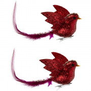 Украшение декоративное "Птички красные" 14см 2шт/набор на клипсе арт.87517