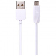 Кабель USB - микро USB HOCO X1 Rapid,1.0м, круглый, 2.4A, силикон,цвет: белый (2шт.)