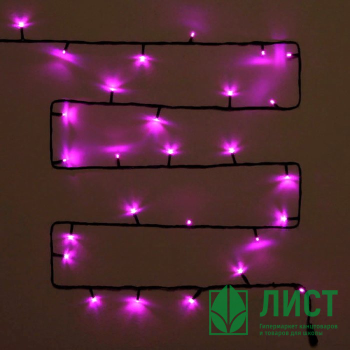 Гирлянда электрическая уличная точечная 07м 80LED цвет розовый (темный провод) 8режимов артемный 183-156