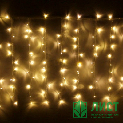 Гирлянда электрическая уличная занавес Дождь 2*6м 960LED &quot;Мерцание&quot; цвет теплый белый (светлый провод) арт.183-055 Гирлянда электрическая уличная занавес Дождь 2*6м 960LED "Мерцание" цвет теплый белый (светлый провод) арт.183-055
